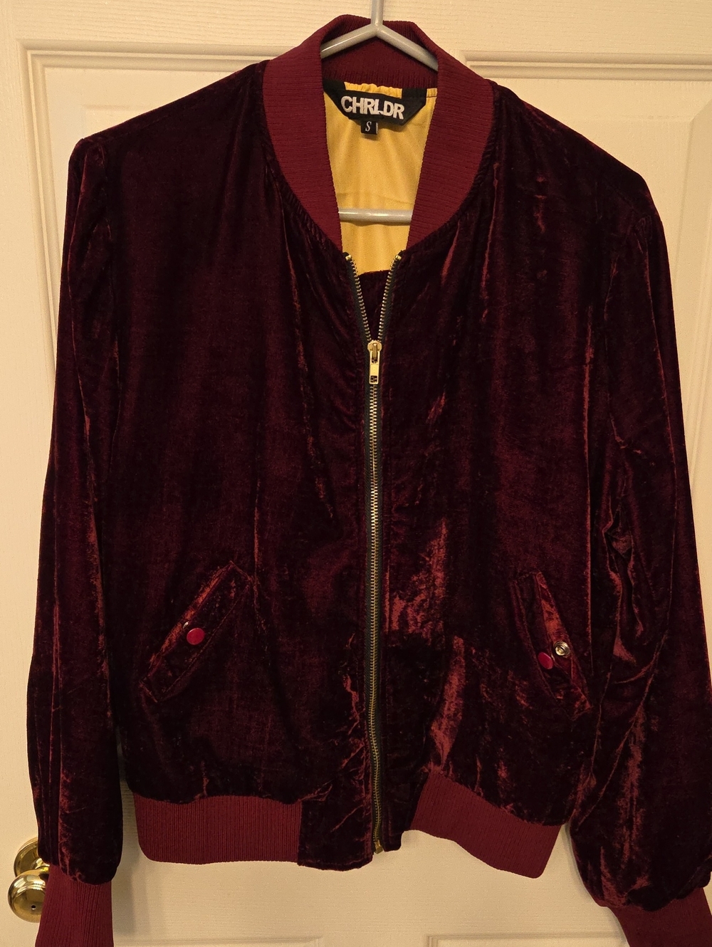 CHRLDR Crushed Velvet Bomber Style Jacket. Lightweight Layer. Women's Small